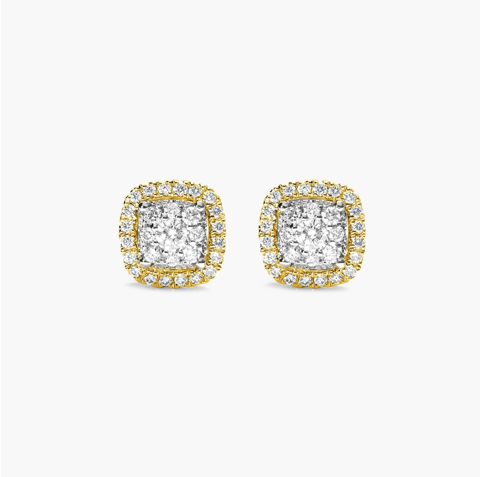 Halo Cushion Cluster Diamond Studs