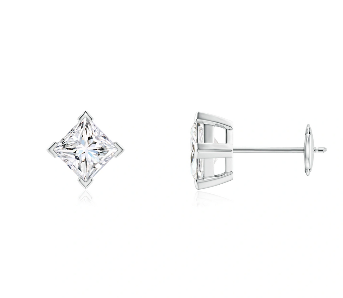 Princess-Cut Solitaire Studs