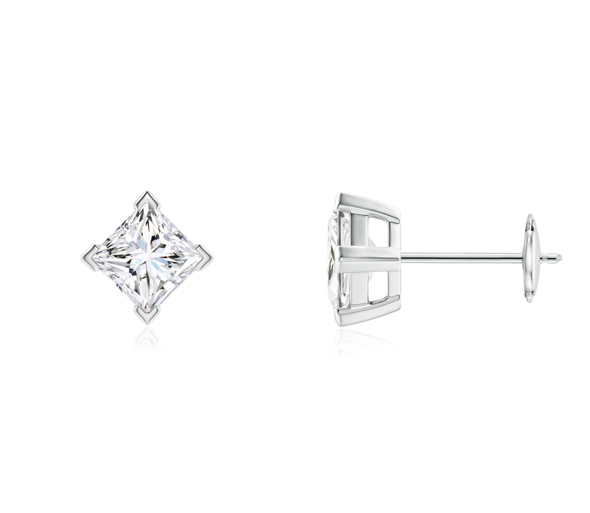 Princess-Cut Solitaire Studs