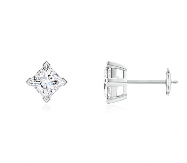 Princess-Cut Solitaire Studs