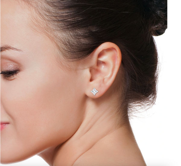 Princess-Cut Solitaire Studs