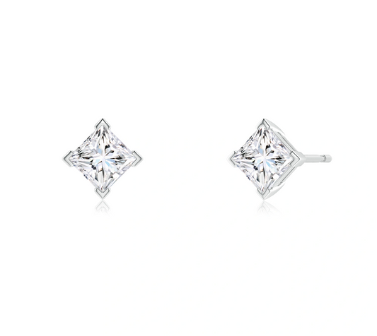 Princess-Cut Diamond Solitaire Stud Earrings