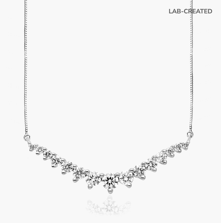 Graduating Diamond Curved Necklace