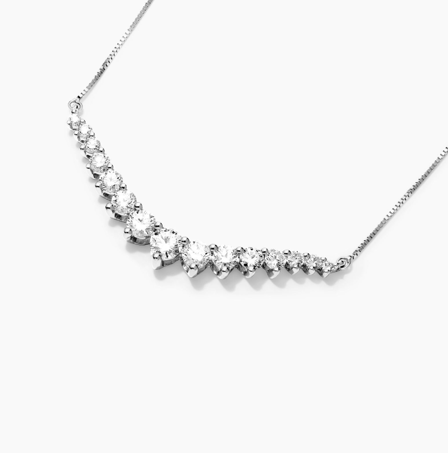 Graduating Diamond Curved Necklace