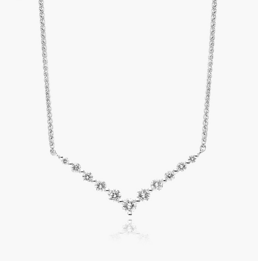 V Bar Graduated Diamond Necklace