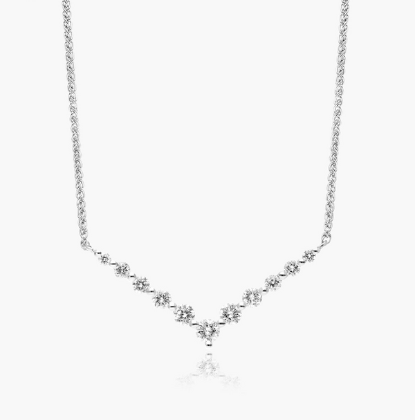 V Bar Graduated Diamond Necklace