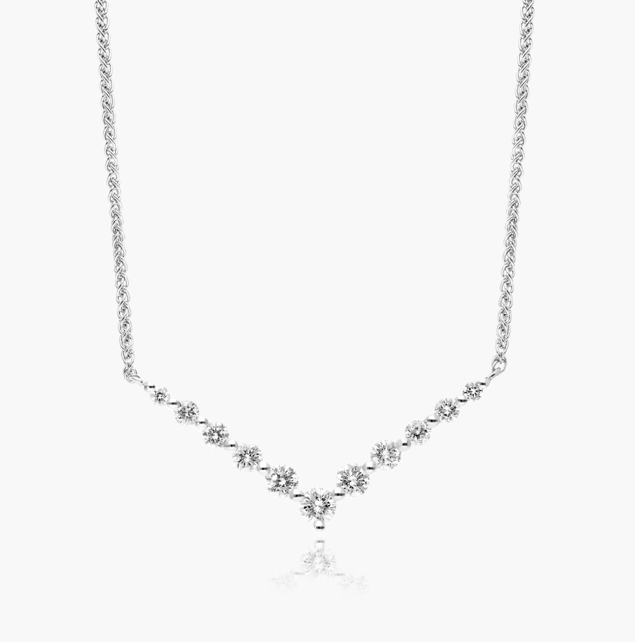 V Bar Graduated Diamond Necklace