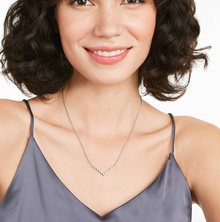 V Bar Graduated Diamond Necklace