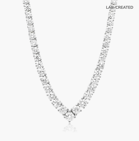 Chevron Multi-size Diamond Tennis Necklace