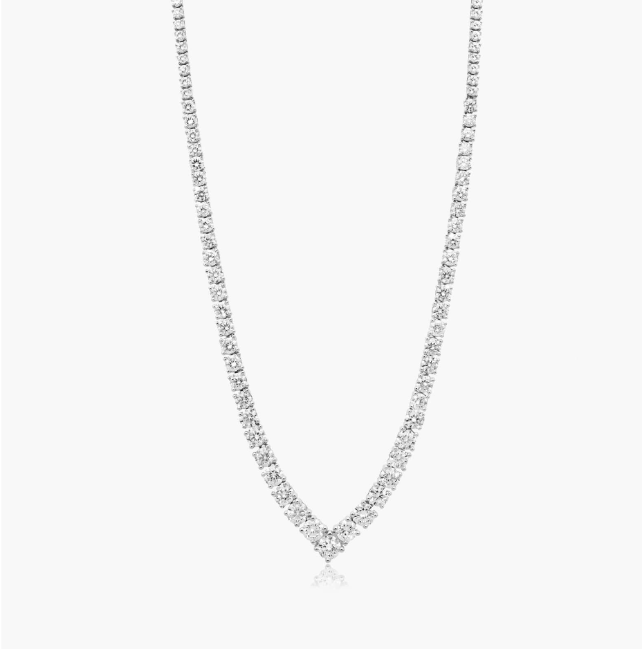 Chevron Multi-size Diamond Tennis Necklace