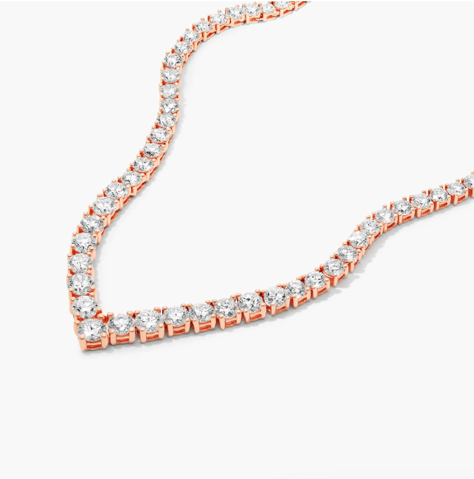 Chevron Multi-size Diamond Tennis Necklace