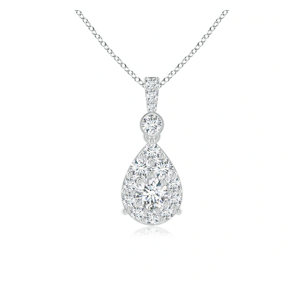 Lab Grown Diamond Cluster Pear-Shaped Pendant