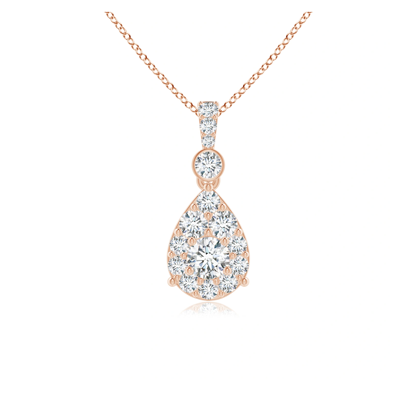 Diamond Cluster Pear-Shaped Pendant with Chain