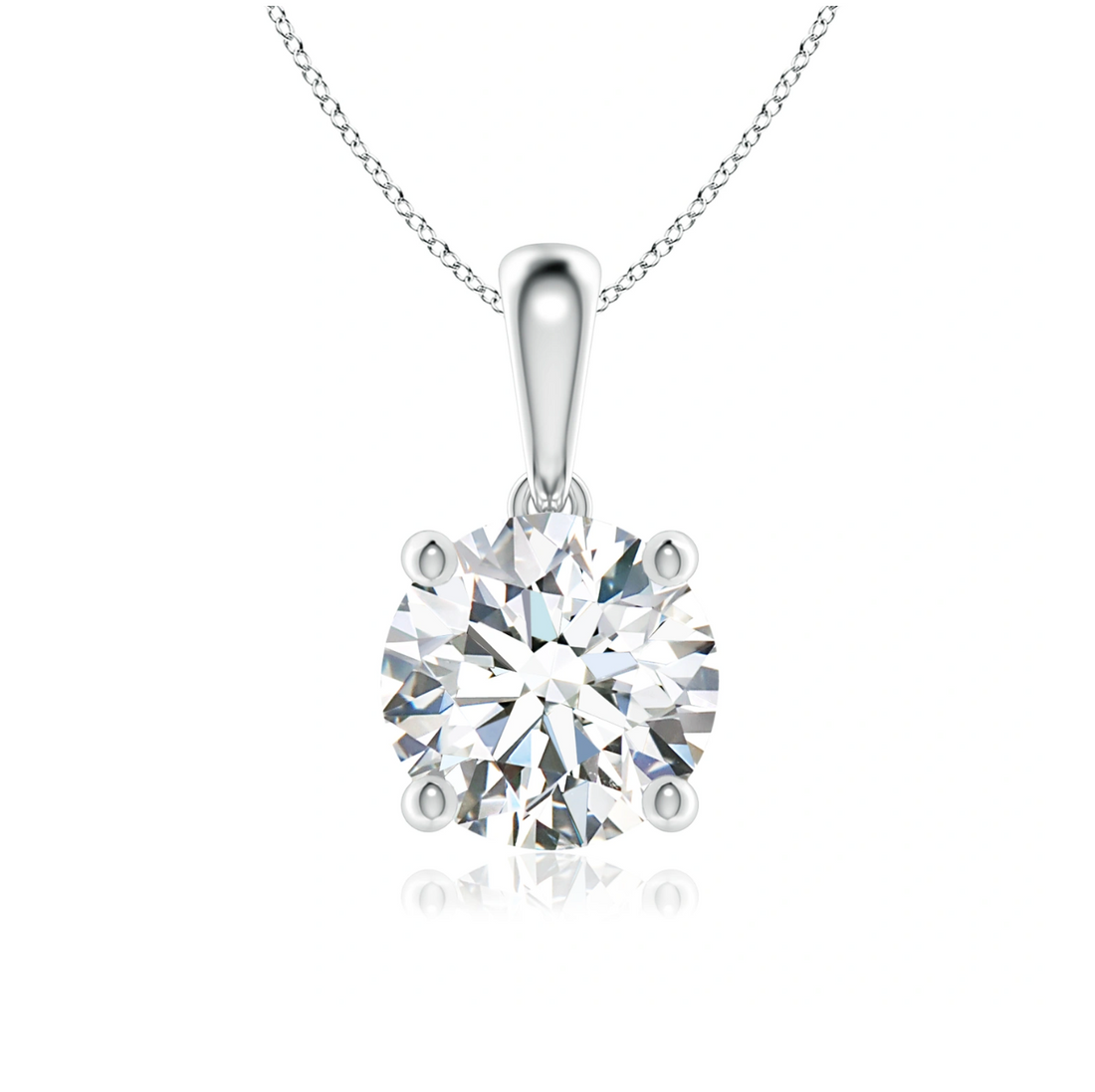 Classic Round Diamond Solitaire Pendant with Chain