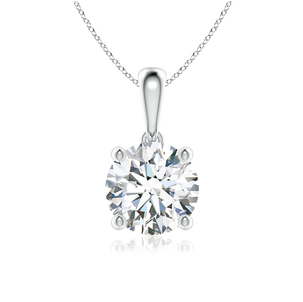 Classic Round Lab Grown Diamond Solitaire Pendant with Chain