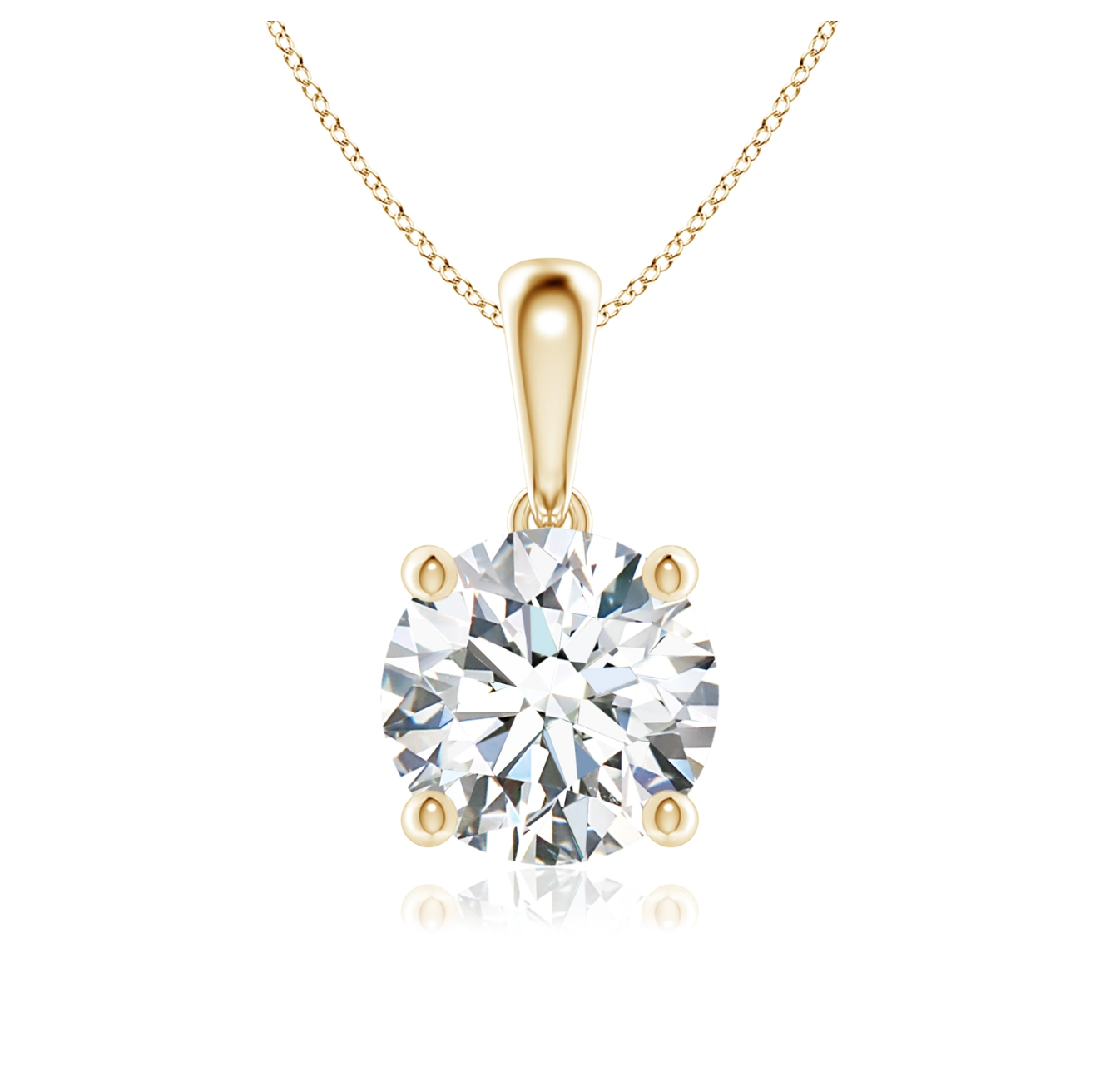 Classic Round Diamond Solitaire Pendant with Chain