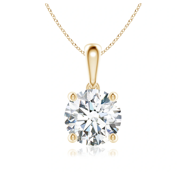 Classic Round Lab Grown Diamond Solitaire Pendant with Chain