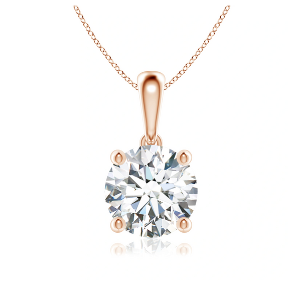 Classic Round Lab Grown Diamond Solitaire Pendant with Chain