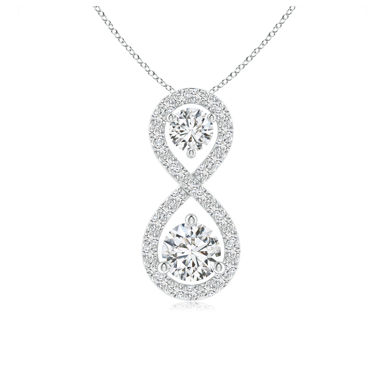 Prong-Set Double Diamond Infinity Pendant with Chain