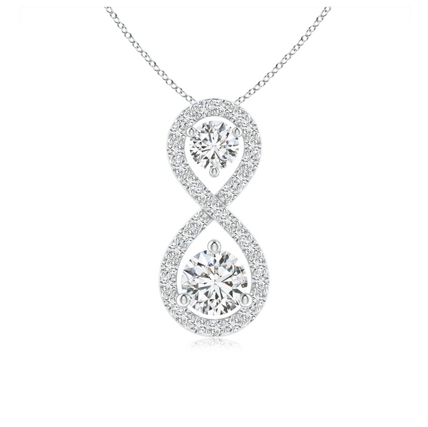 Prong-Set Double Lab Grown Diamond Infinity Pendant with Chain