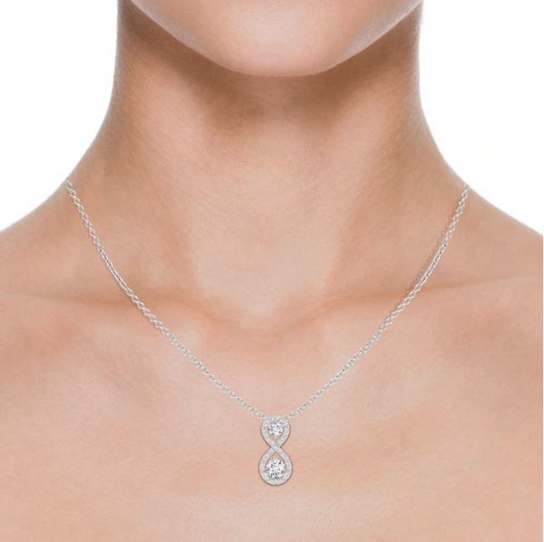 Prong-Set Double Lab Grown Diamond Infinity Pendant with Chain