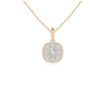 Diamond Cluster Cushion Halo Pendant with Chain