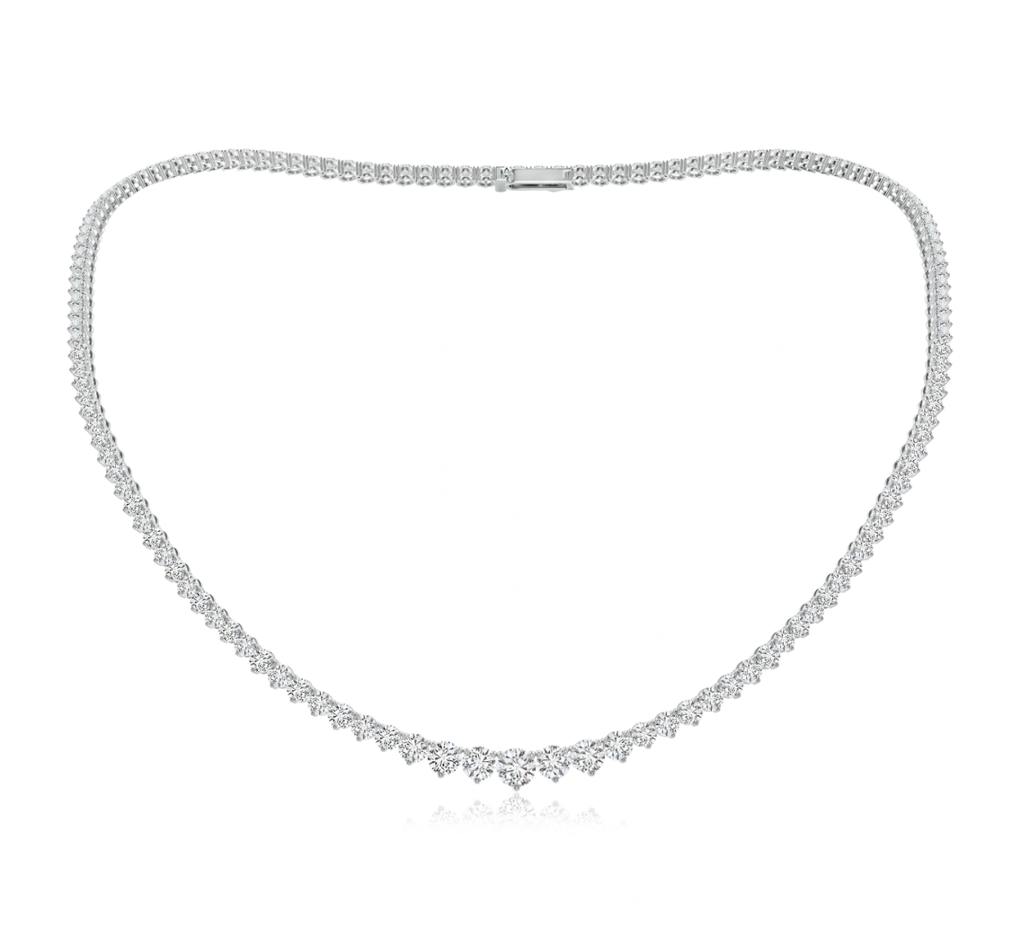 Prong-Set Graduated Diamond Tennis Necklace