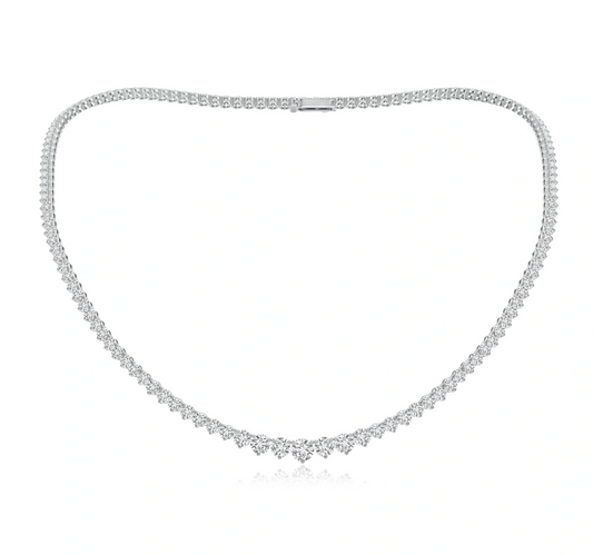 Prong-Set Graduated Diamond Tennis Necklace