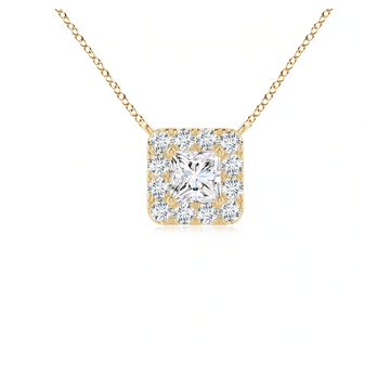 Princess-Cut Diamond Halo Pendant with Chain