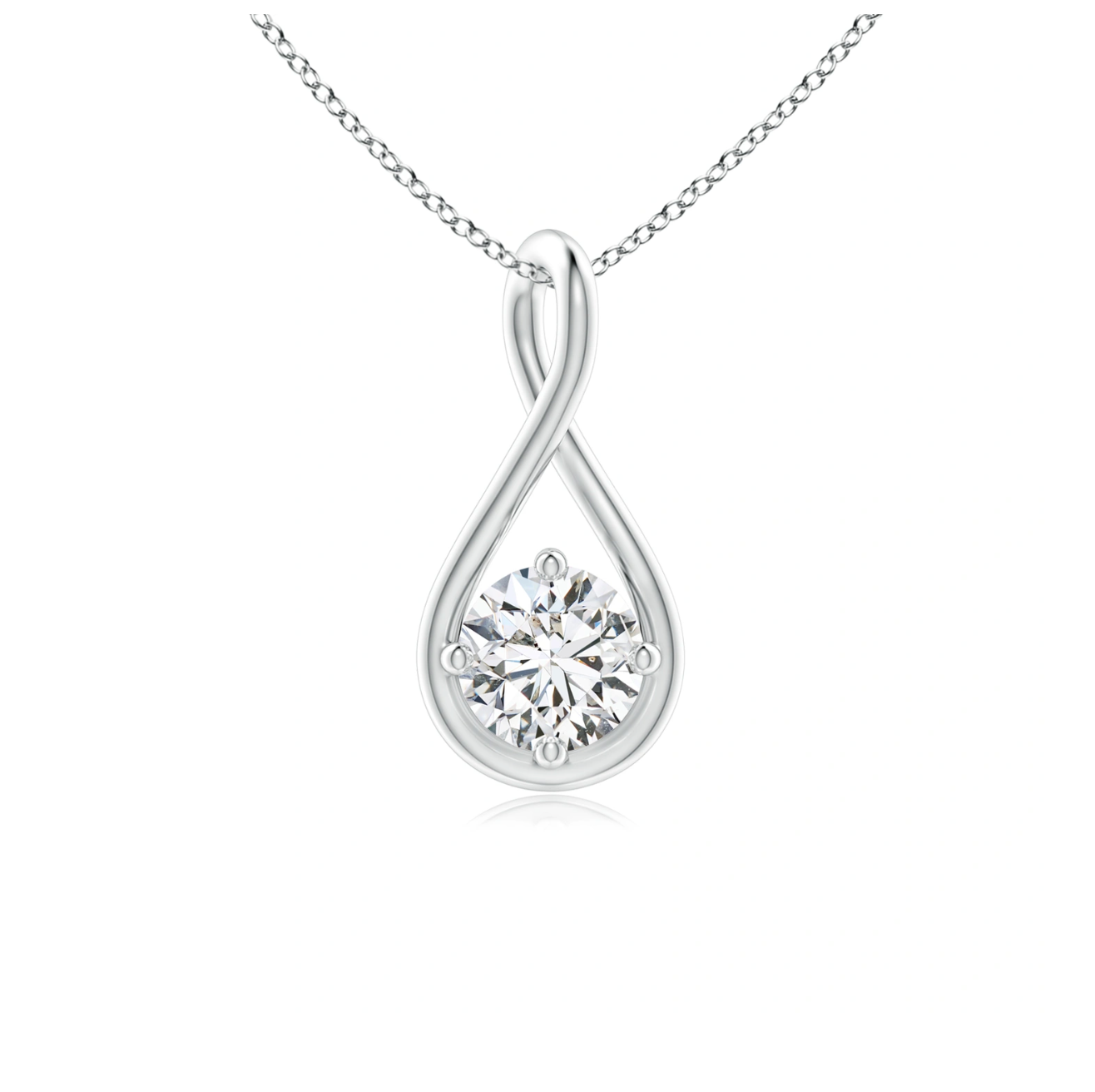 Solitaire Diamond Twist Bale Pendant with Chain