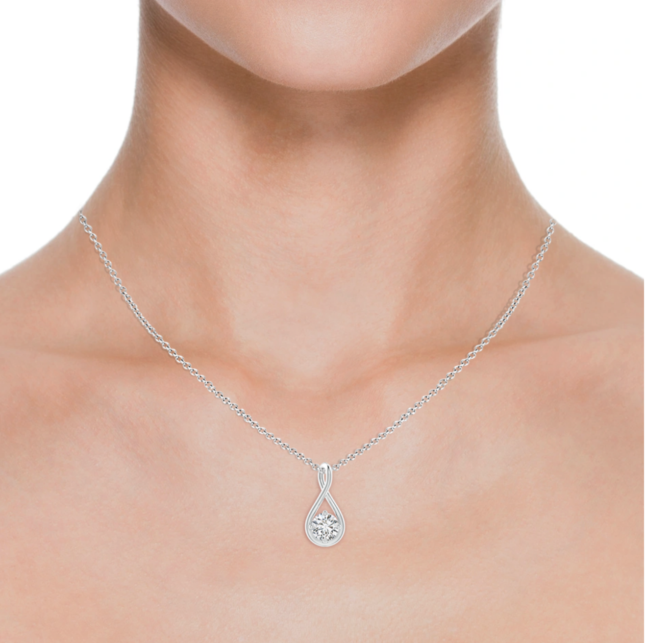 Solitaire Diamond Twist Bale Pendant with Chain