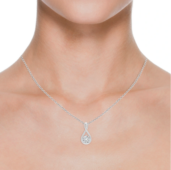 Solitaire Lab Grown Diamond Twist Bale Pendant with Chain