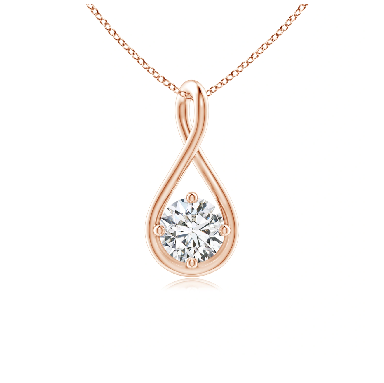 Solitaire Diamond Twist Bale Pendant with Chain