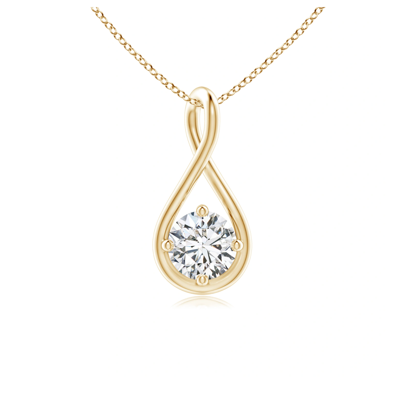 Solitaire Diamond Twist Bale Pendant with Chain