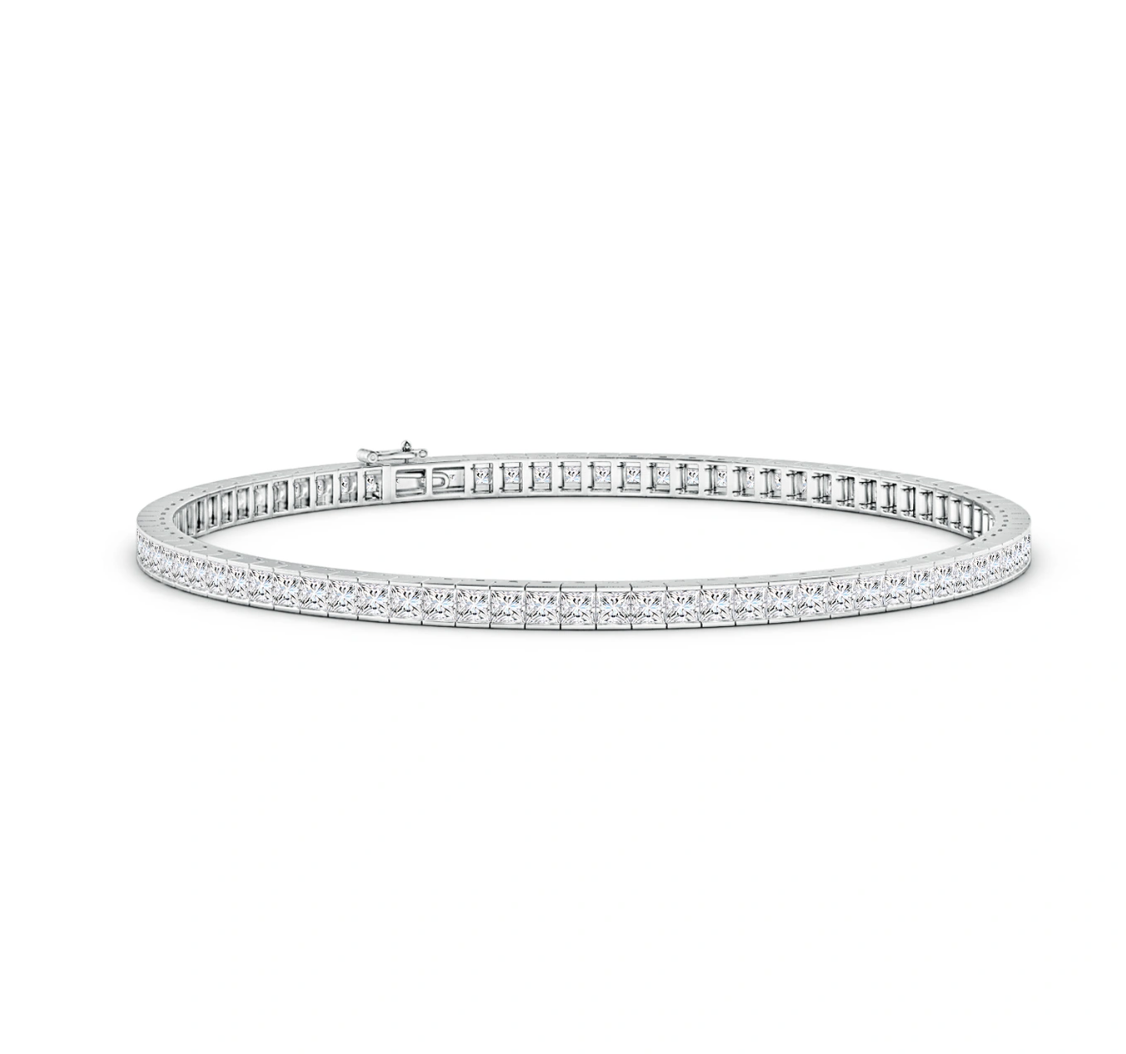 Channel-Set Princess-Cut Diamond Tennis Bracelet