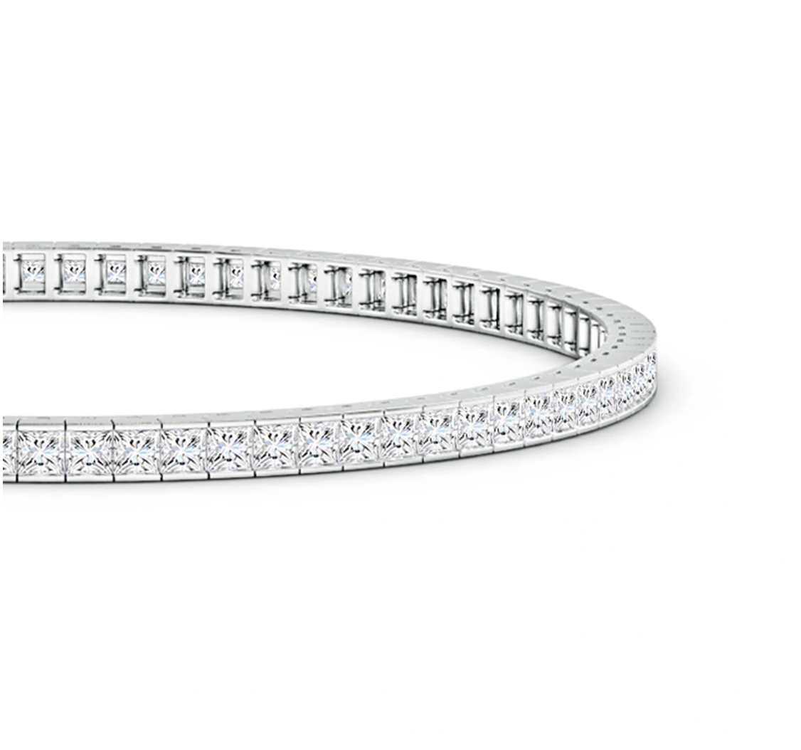 Channel-Set Princess-Cut Diamond Tennis Bracelet