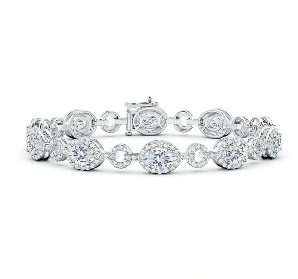 Diamond Halo Open Circle Link Bracelet