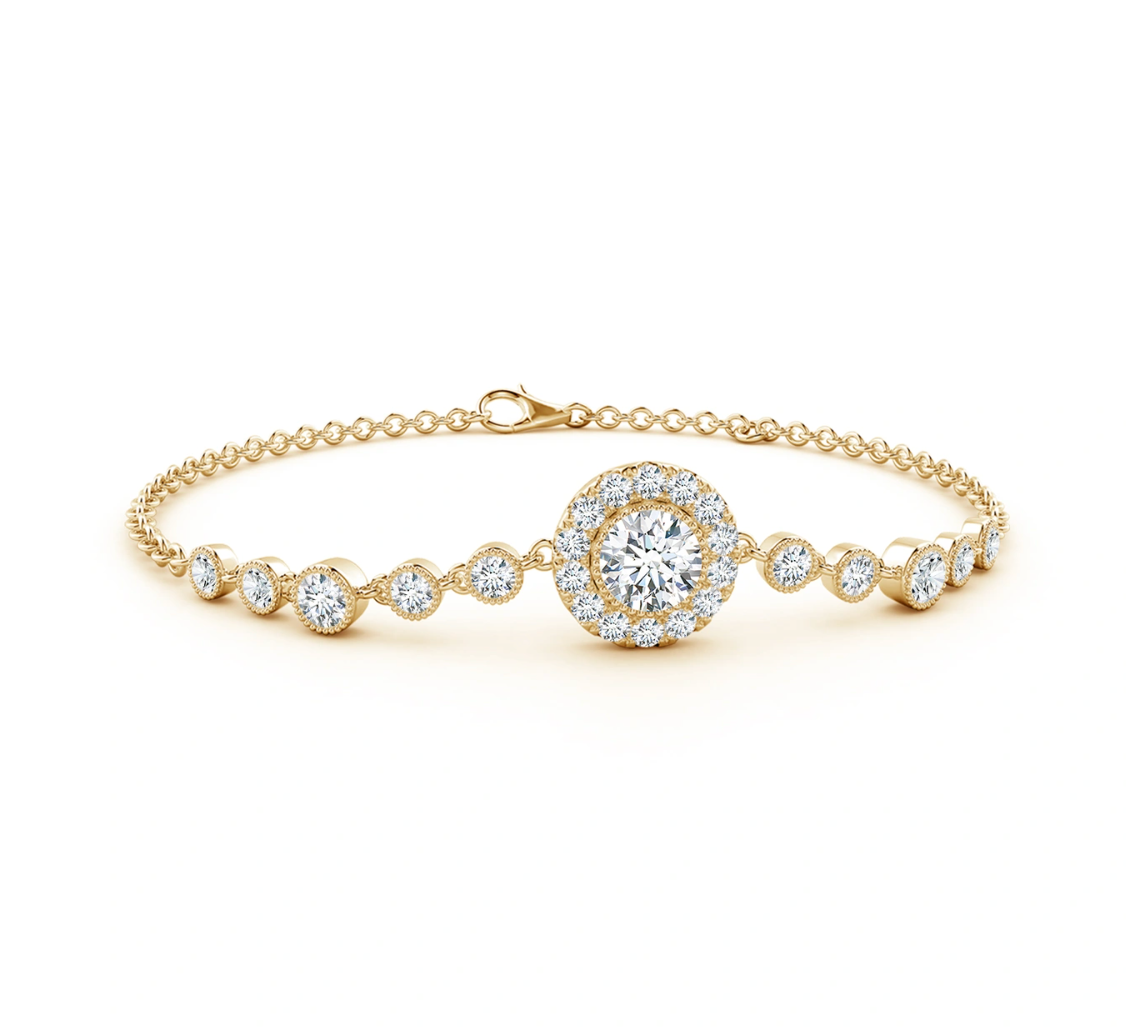 Vintage Style Bezel-Set Diamond Bracelet