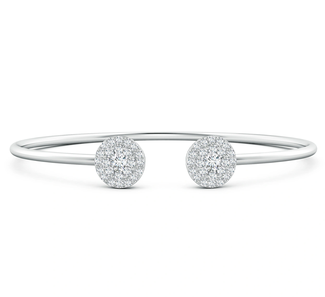 Lab Grown Diamond Halo Cluster Open Flex Bangle