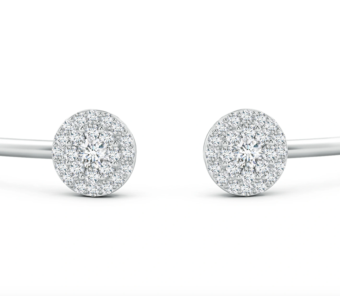 Lab Grown Diamond Halo Cluster Open Flex Bangle