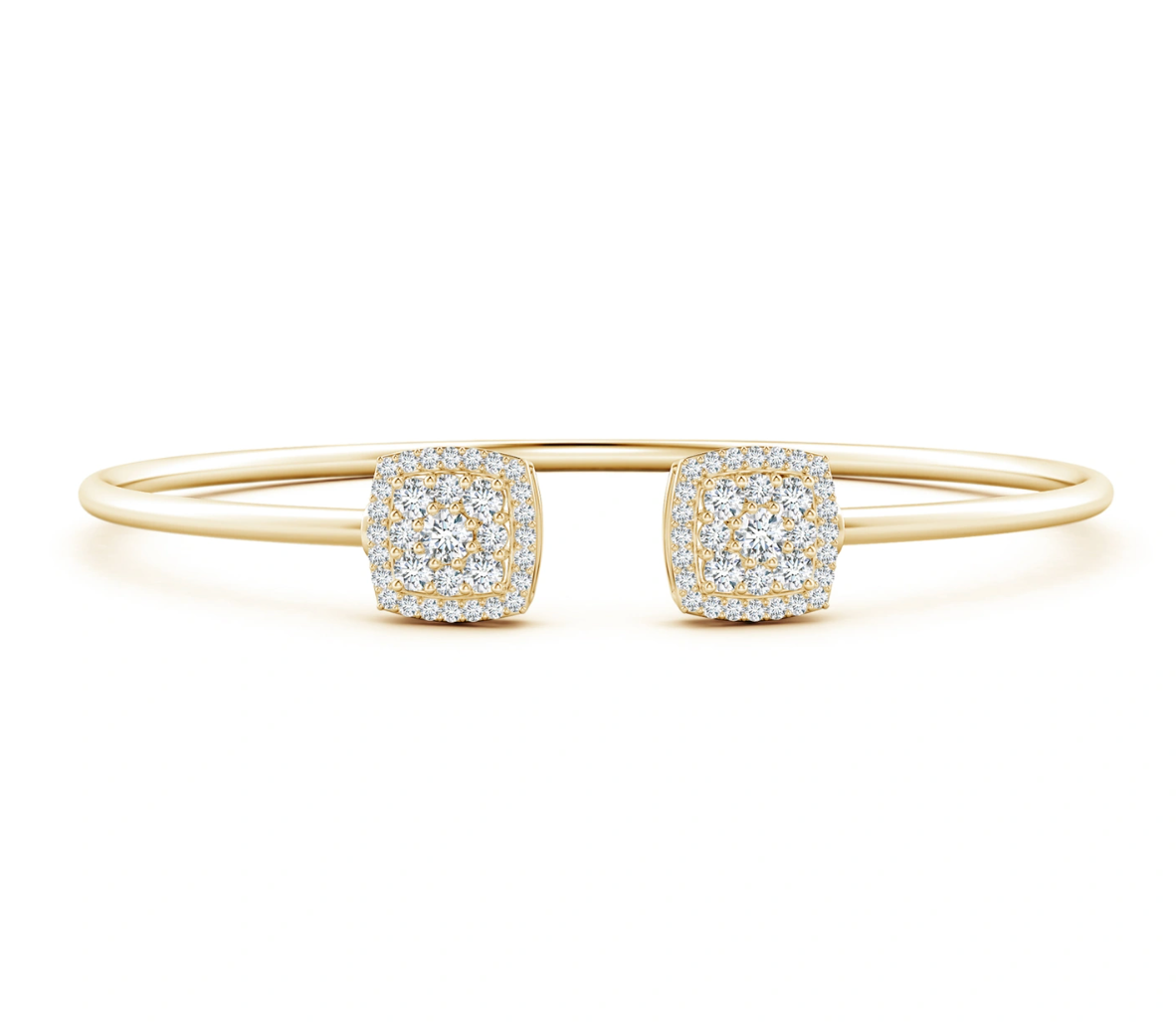 Round Diamond Cushion Halo Open Flex Bangle