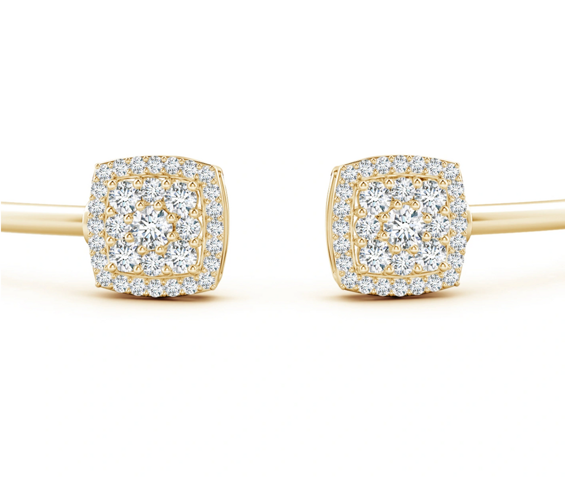 Round Diamond Cushion Halo Open Flex Bangle