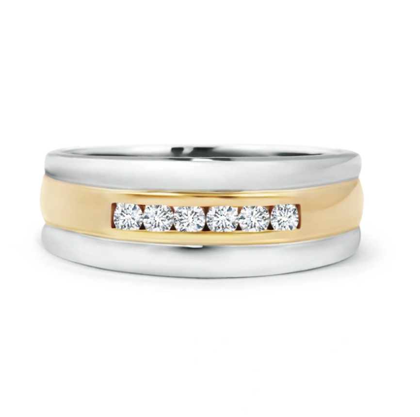 Channel Set Men's Diamond Ring in Dual Tone