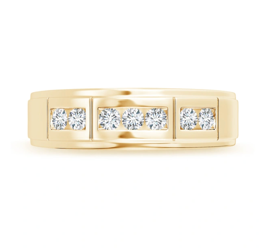 Step-Edged Channel-Set Diamond Men's Ring