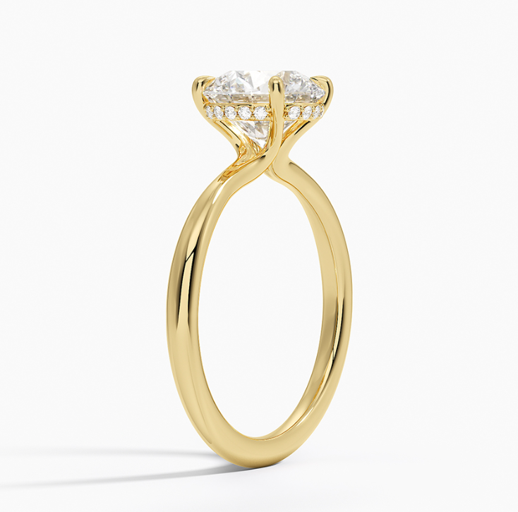 Hidden Halo Round Lab Grown Diamond Solitaire Ring