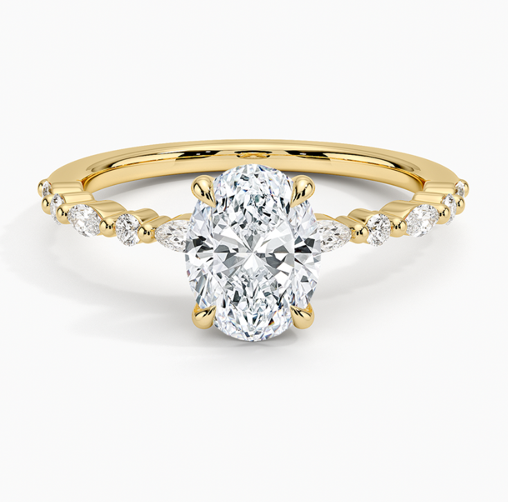 Alternate Round & Marquise with Oval Solitaire Ring