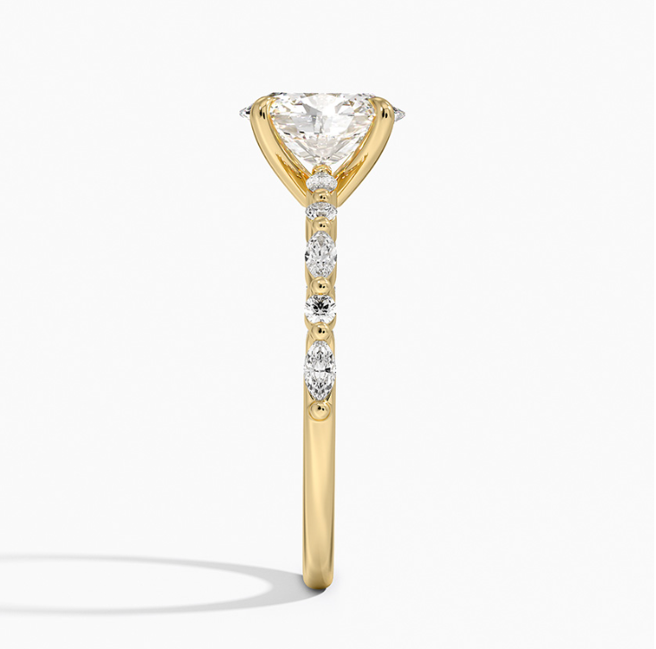 Alternate Round & Marquise with Oval Solitaire Ring