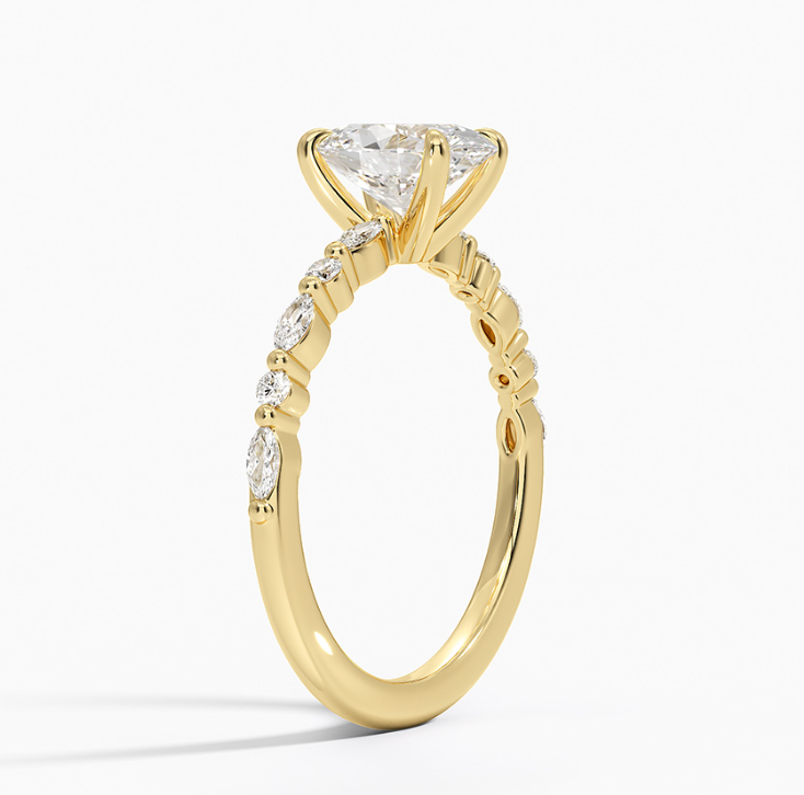 Alternate Round & Marquise with Oval Solitaire Ring