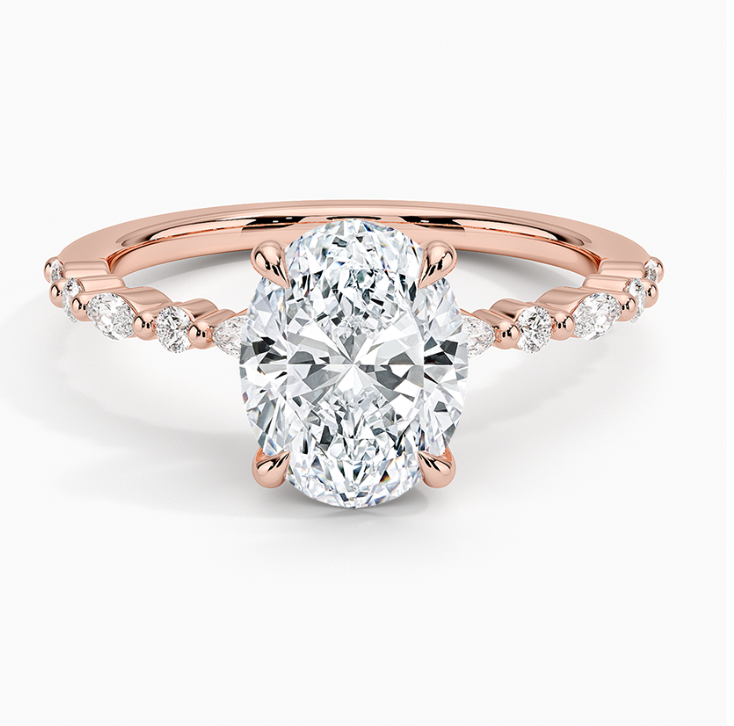 Alternate Round & Marquise with Oval Solitaire Ring