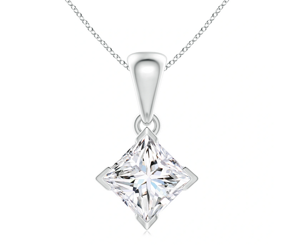 Princess Cut Lab Grown Diamond Solitaire Pendant